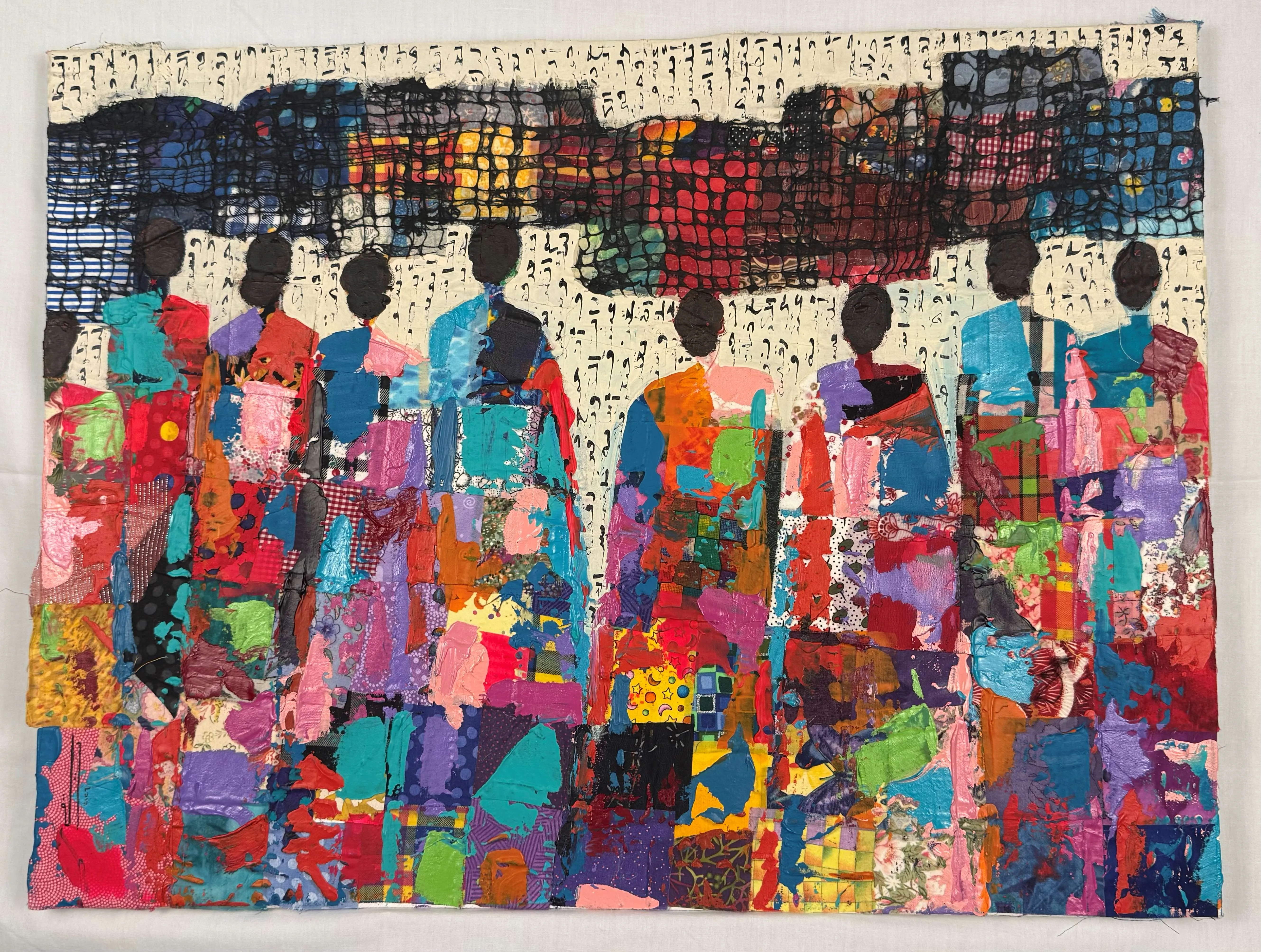 She Tribe 2026, Fabric and acrylic paint by Tala Abu Nuwar
