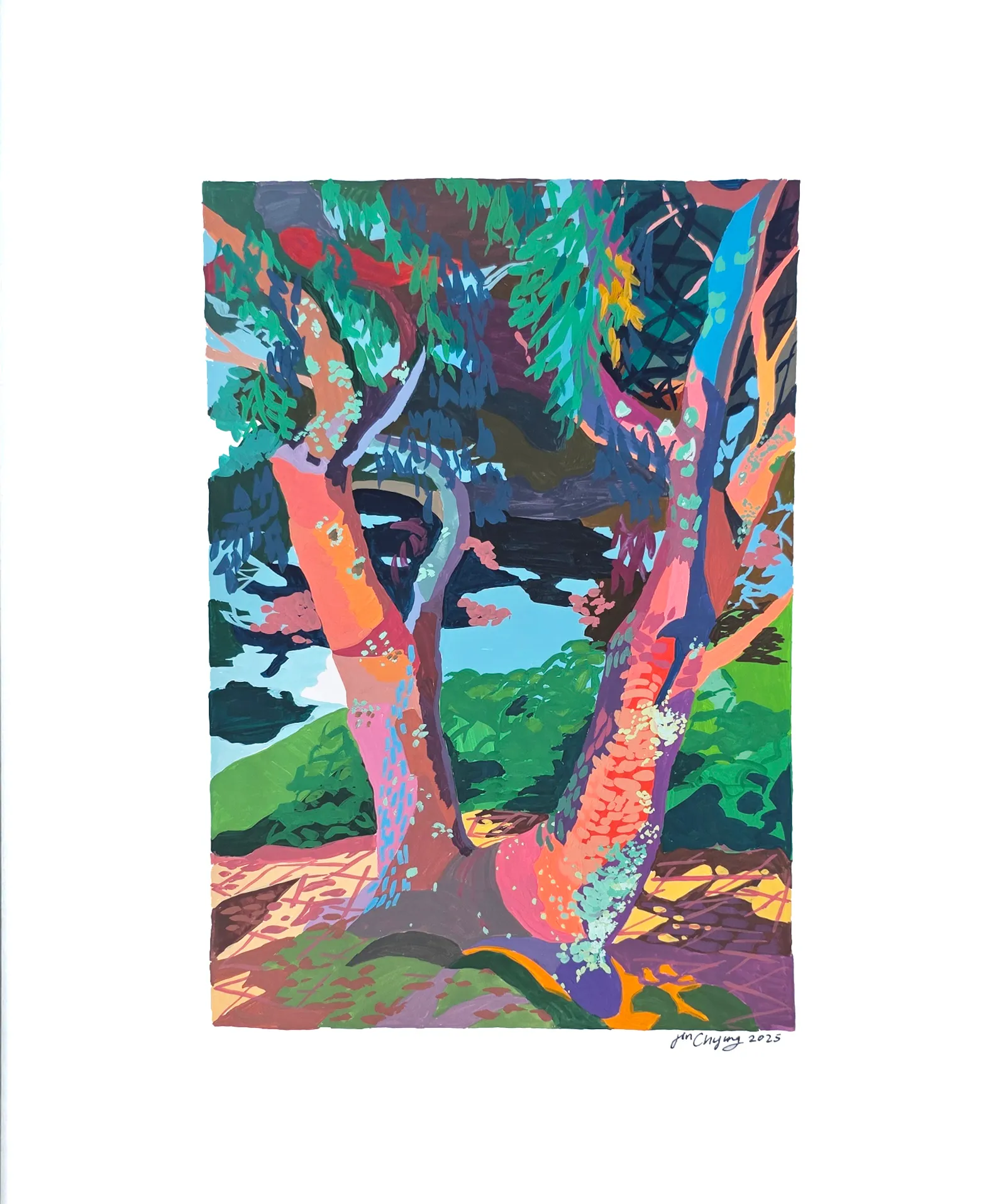 Hemlock Haven, Gouache on paper by Jin Chyung