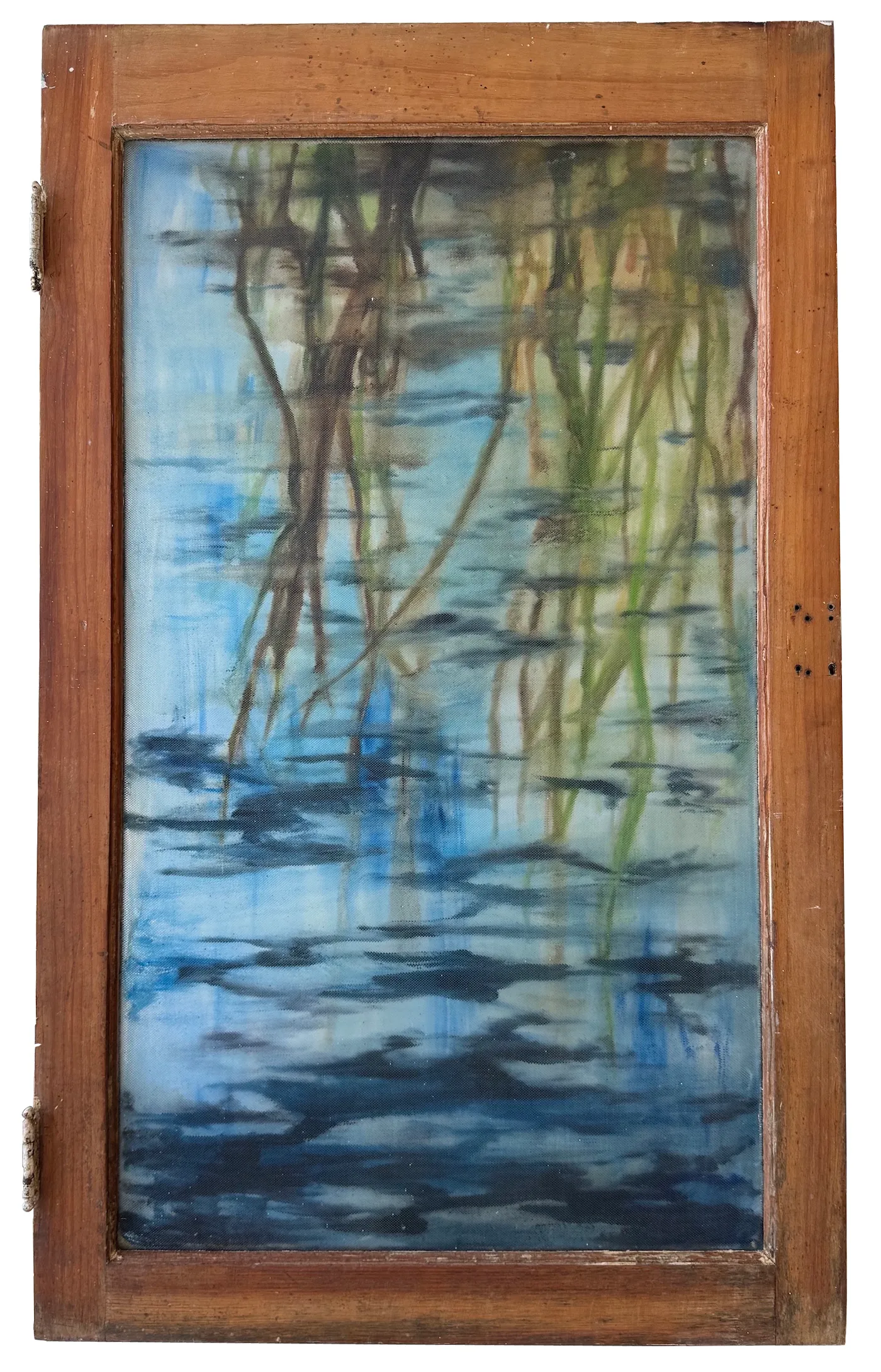 Tangledown, Oil on an old window frame by Renée Fritschel
