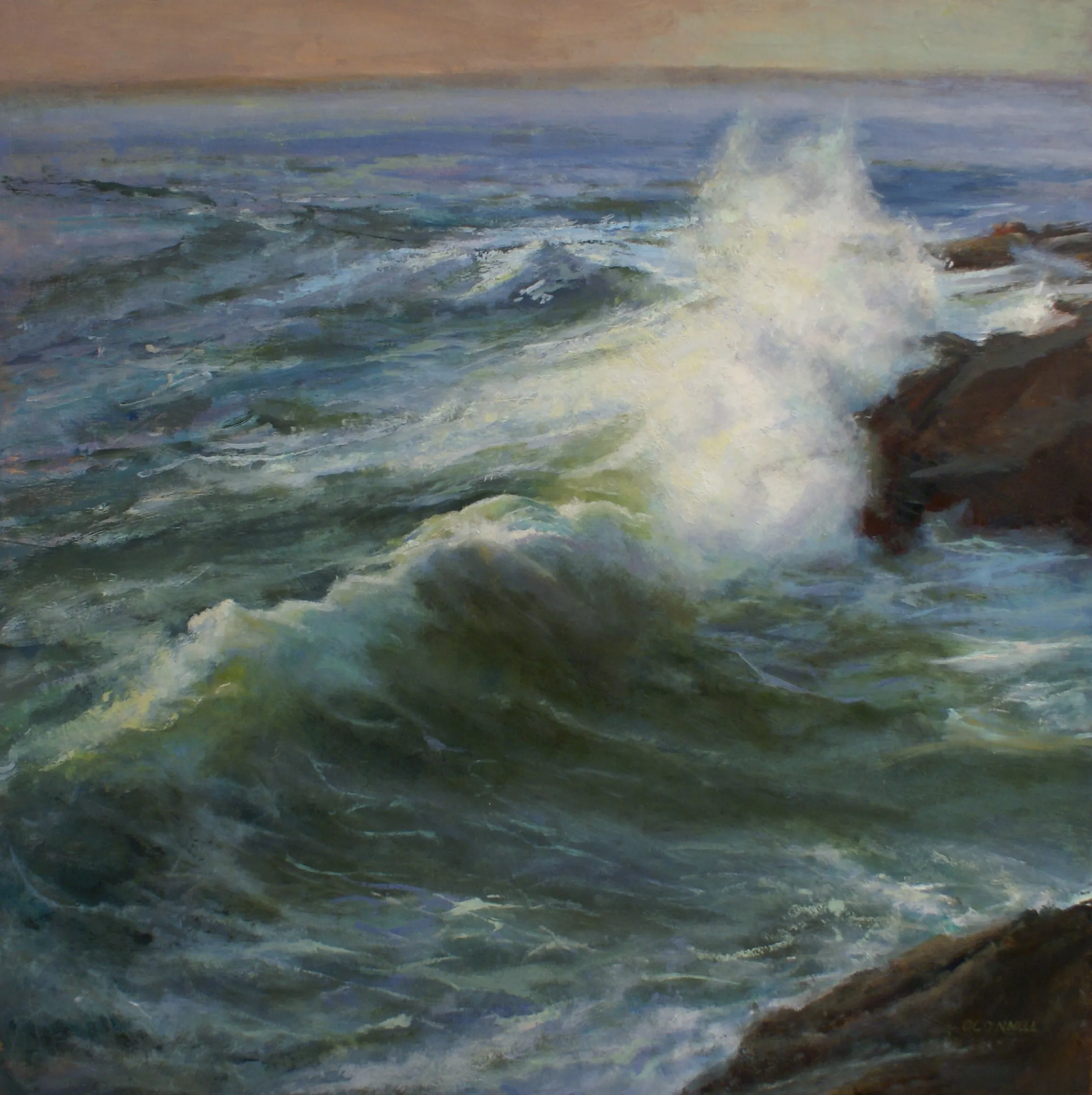 Breaking Surf, Oil paint on oil primed cradled board. by Mary Rose O'Connell