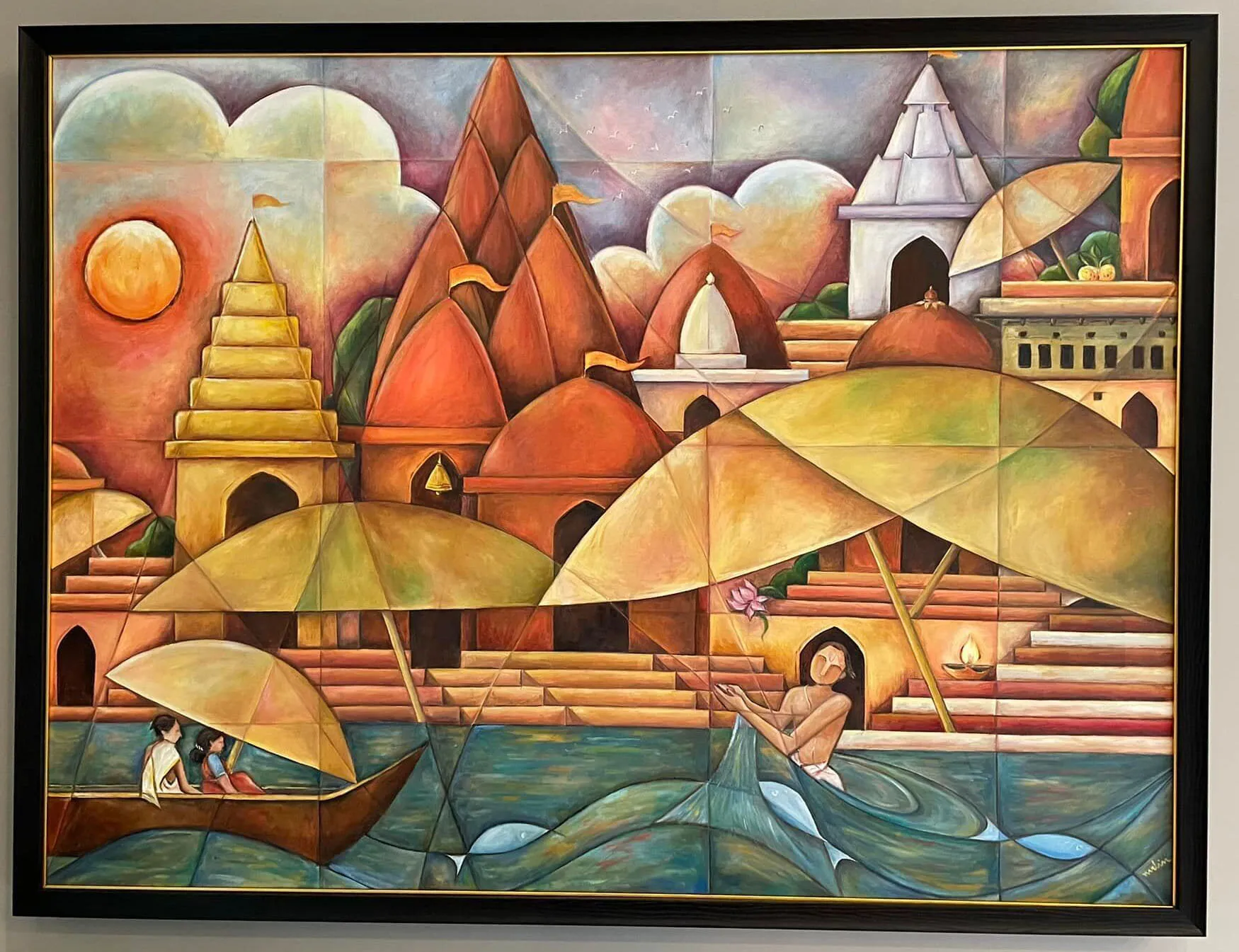 The Ghat, Oil on canvas by Malini Rao