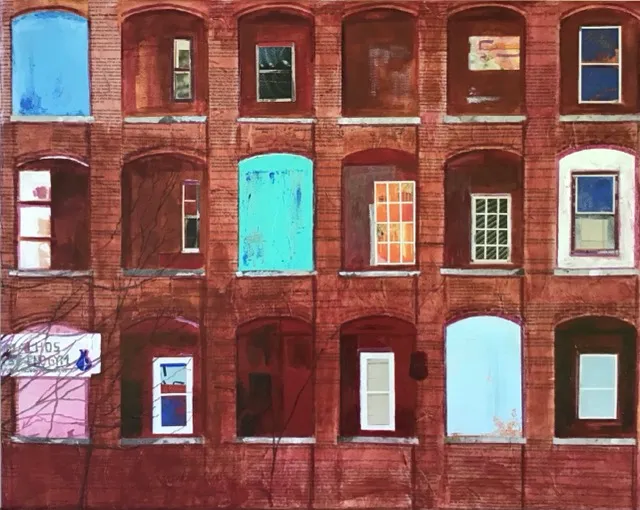 WATERHEAD MILL, Acrylic and painted paper collage by Jim Roberts