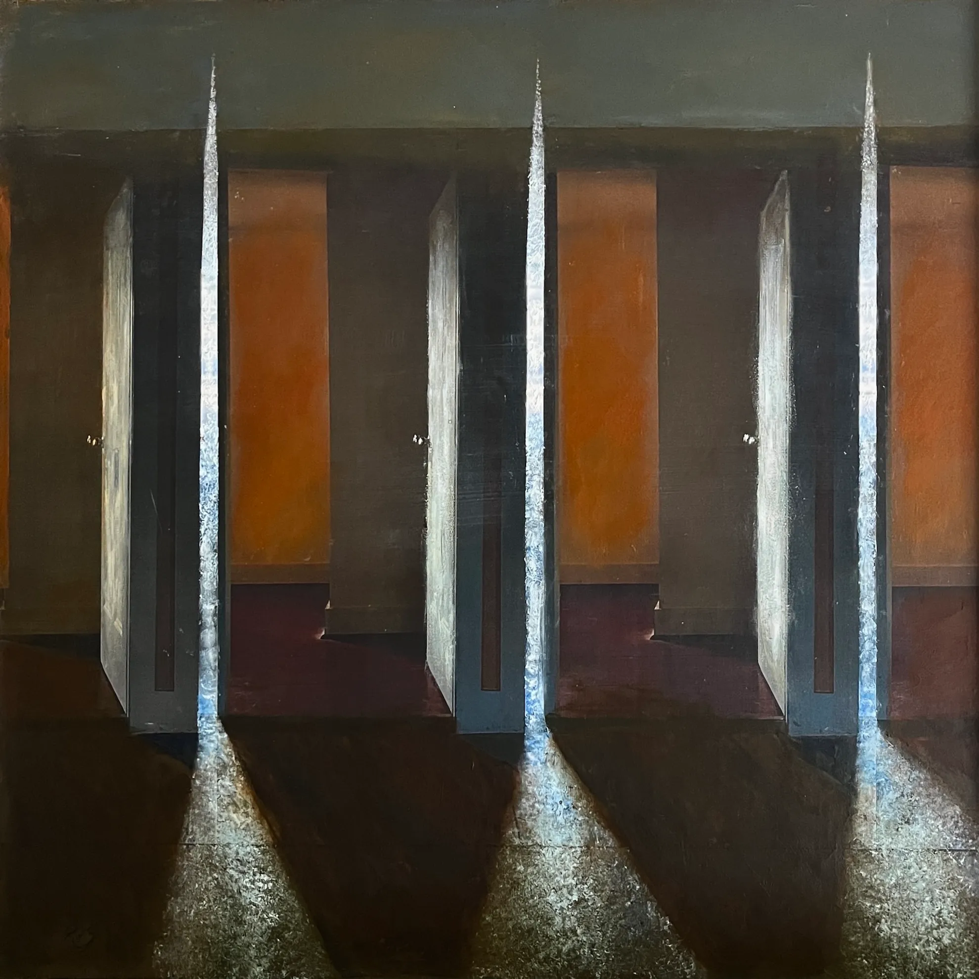 How the Light Gets In, Oil, wax, collage and photography, which is applied as a collage element within the paintings by Rosemary von Schlegell