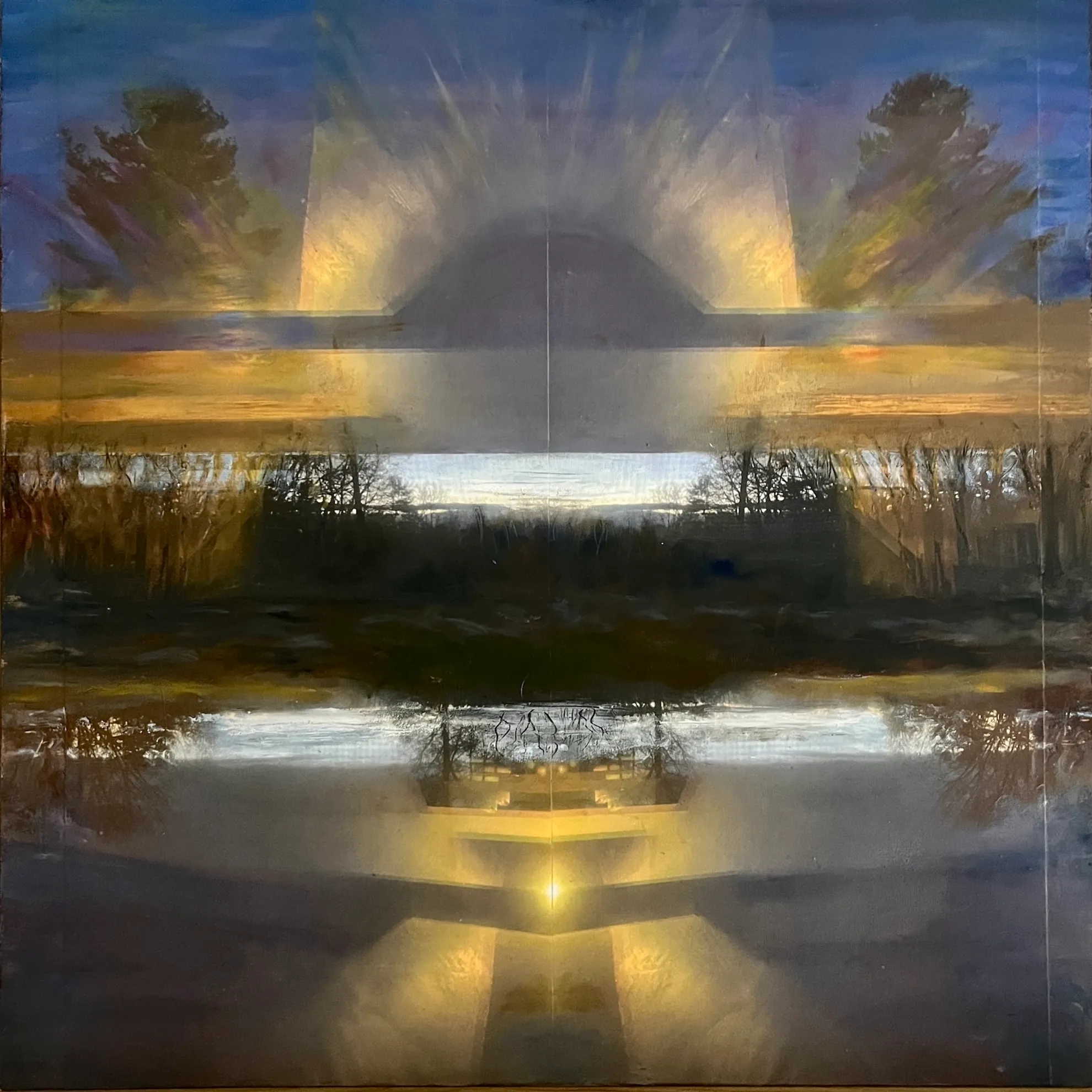 Light Emerging Through Shadow, Oil, wax, collage and photography, which is applied as a collage element within the paintings by Rosemary von Schlegell